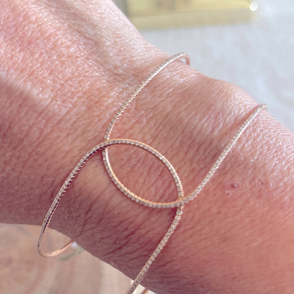 NWT 14K Rose gold and pave diamond cuff bracelet.